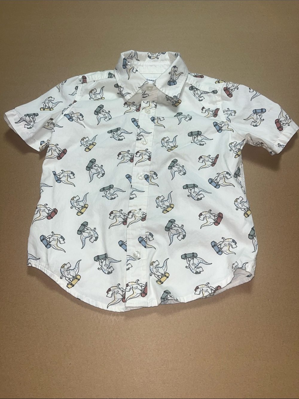 Tommy Bahama White Short-Sleeve Button-Down with Skate Dino Print